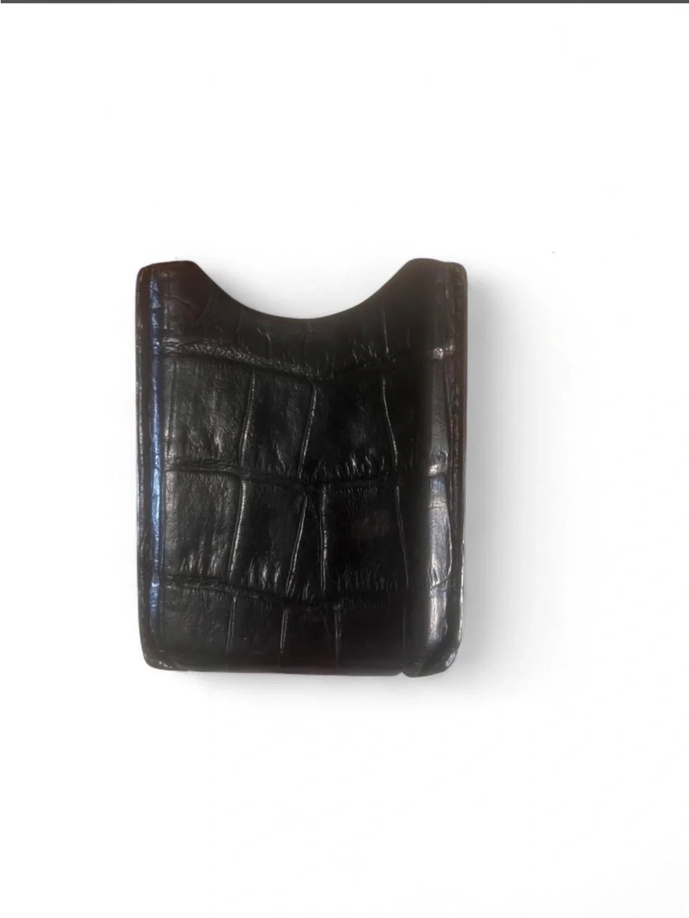 Leather Card/Cardholder with Embossed Coin Accent - black